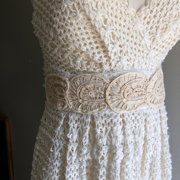 Eva Franco Boho Crochet Sun Dress size 8 cream - Picture 3 of 11